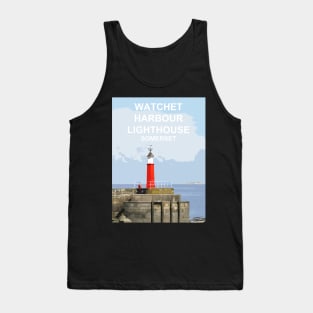 Watchet Harbour Lighthouse Somerset.Travel location poster Tank Top